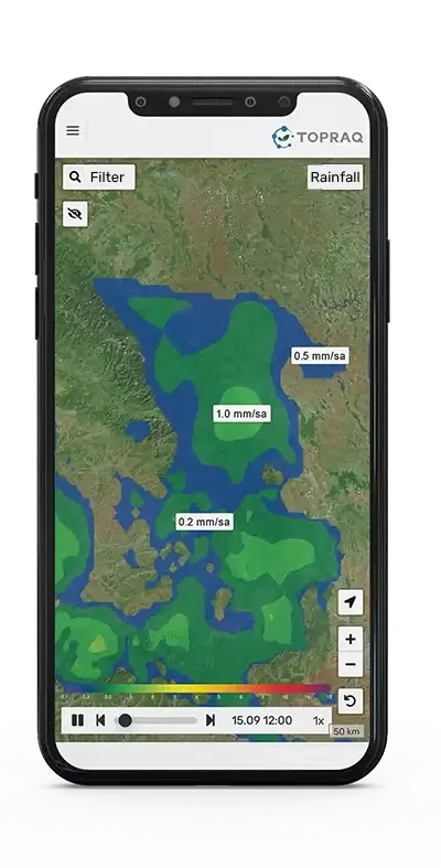 Rainfall forecast phone screen